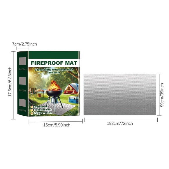 Portable BBQ Fire Mat, Stain and Fire Proof Outdoor Protective Matting for Grill, Heat Resistant Grill Mat for Camping, Backyard, Tailgating