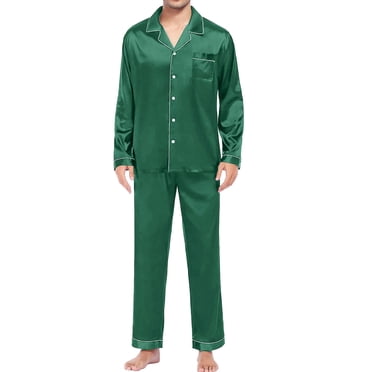 Kcodviy Pyjama Décontracté pour Femme Long en Soie Tenue de Nuit Blouse à Manches Courtes Boutonnée Tenue de Sommeil en Soie Satin Deux Pièces Tenue de Nuit Chemise de Nuit Boutonnée pour Femme Ensemble Pantalon Pyjama