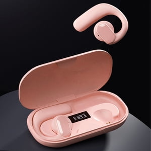 Ecouteurs, 16 Mm haut-parleurs Stereo Sound Open Ear Ecouteurs portables Directional Sound Transmission Technology with Chargeging Case for Calls for Outdoor Pink