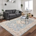 thumbnail image 2 of GlowSol 6'x9' Washable Area Rugs for Living Room Bedroom Vintage Medallion Print Non Slip Low Pile Throw Rugs Soft Foldable Accent Rug, Blue, 2 of 8