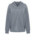 thumbnail image 3 of LUXUR Sweat à Capuche pour Femmes Pull à Manches Longues Hauts Décontractés Col en V Gris 4TG, 3 of 4