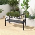 thumbnail image 4 of Costway Outdoor Patio Garden Bench Metal Frame with Ergonomic Armrest 660 Lbs Max Load, 4 of 9