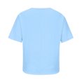 thumbnail image 4 of Yuyuzo Hauts en Coton et Lin Grande Taille pour Femmes Chemises à Manches Mi-Longues Col Rond T-Shirts Décontractés d'Été Blouses, 4 of 4