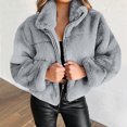 thumbnail image 2 of IROINID Manteau Anorak Court pour Femme, Couleur Unie, Manches Longues, Chaud, Style de Rue, Ample, Décontracté, Cardigan, Gris, 2 of 5