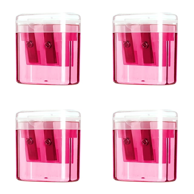 UsRHHA 4PCS Double Hole Pencil Sharpener, Oval Manual Sharpener with Cover for Kids Art Supplies, Portable Blade Sharpener