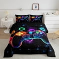 thumbnail image 2 of QUTETN Moderne Noir Bleu Joystick de Jeu Couettes et Duvets Grand Lit, 2 of 7