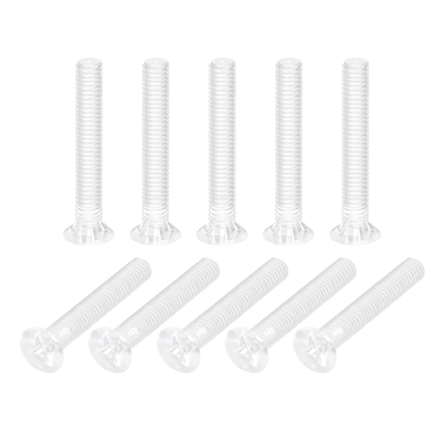 Unique Bargains M6x40mm Plastic Phillips Machine Screws, PC Flat Head Machine Bolts 10 Pack
