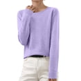 thumbnail image 2 of Timegard Chandails pour Femmes Col Ras du Cou Chandail en Tricot Confortable Automne Hiver Décontracté Couleur Unie Manches Longues, 2 of 6