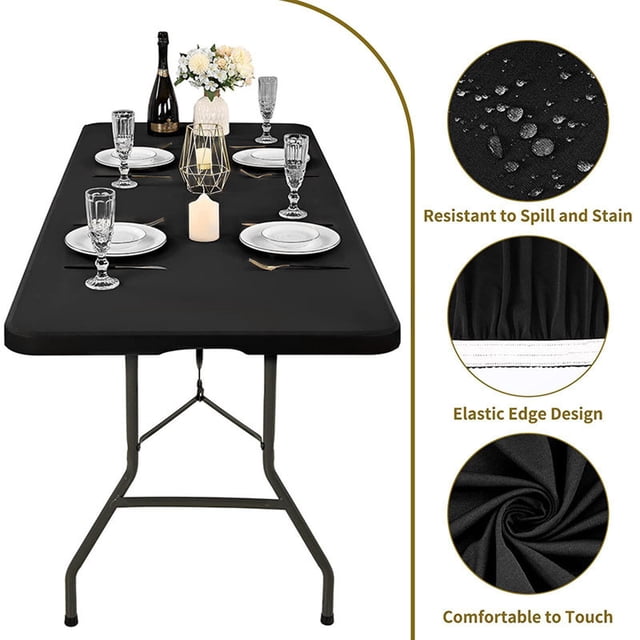 Cagogo under $5 5Pcs Picnic Tablecloth, Elastic Tablecloth, Spandex Picnic Table Cover, Stretchable Rectangular Tablecloth, Waterproof Outdoor Tablecloth, Washable Patio Tablecloth For Parties