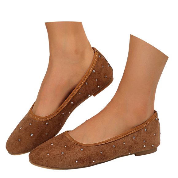 Chaussures Plates Élégantes pour Femmes à Enfiler Détails Scintillants Dessus en Flocage Bout Fermé Confort Semelle Intérieure Coussinée Chaussures pour Usage Quotidien Travail Sorties Décontractées