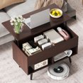 thumbnail image 2 of Costway Table Basse Relevable de 31,5 Pouces Table Moderne avec Compartiment Caché et Pieds en Bois pour la Maison Brun, 2 of 10