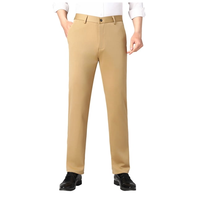 HNMKIU Men's Casual Trousers Loose Fit Straight Leg High Rise Comfortable Deep Pants for Everyday Wear