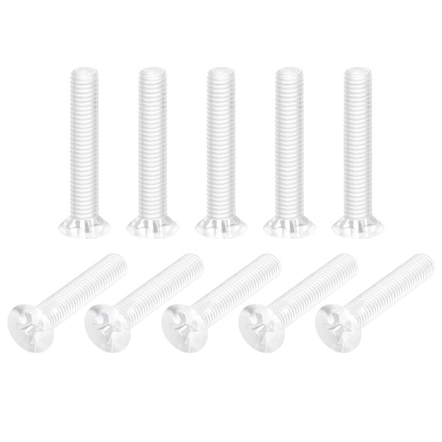Unique Bargains Vis de Machine Phillips en Plastique M5x30mm, Boulons de Machine à Tête Plate en PC, Lot de 10