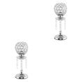 thumbnail image 4 of Wweixi Luxury Crystal Candle Holder Pillar Candlestick Ceremony Stand Decor Table Silver L 2Set, 4 of 6