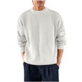 thumbnail image 1 of LNWUY Chandails à Col Rond pour Hommes Automne Hiver Couleur Unie Tricoté Manches Longues Coupe Ajustée Chandails Décontractés Amples Chauds Chandails Blancs TG, 1 of 5