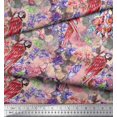 thumbnail image 3 of Soimoi Orange Viscose Chiffon Fabric Floral,Insect & Parrot Bird Print Sewing Fabric BTY 42 Inch Wide, 3 of 3