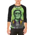 thumbnail image 1 of Halloween Frankenstein Raver Monstre du Film d'Horreur T-Shirt Raglan pour Homme, 1 of 2