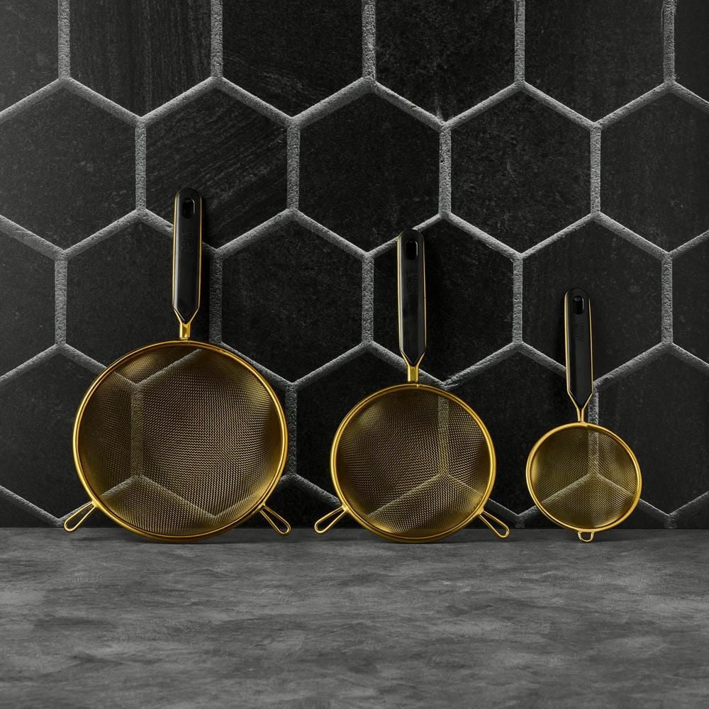 Thyme & Table 3-Piece Fine Mesh Gold Strainer Set