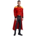 thumbnail image 3 of iiniim Men's Steampunk Victorian Jacket Medieval Ring Leader Gothic Tailcoat Circus Ringmaster Costume Red M, 3 of 7