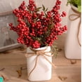 thumbnail image 4 of Red Berry Pick Holly Branch Wreath Tree Hanging Decoration Fake Flowers In Vase, 4 of 8