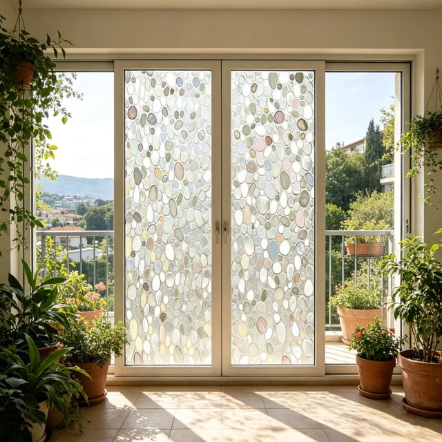 Openpig Window Film Decorative Cling Sun Blocking Protection Frosted Glass Film For Door No Glue Non Adhesive