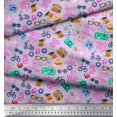 thumbnail image 2 of Soimoi Poly Georgette Fabric Camera,Hat & Briefcase Travel Print Fabric by The Yard 52 Inch Wide, 2 of 3