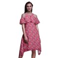 thumbnail image 1 of Bimba Pink Bird Printed Womens Cold Shoulder Tunic Party Round Neck Shift Dress - X-Large, 1 of 6