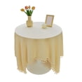 thumbnail image 2 of RYRDWP 60%Cotton,40%Linen Tablecloths With Fringe For Small Tables, 55x55 Inch Linen Sqaure Table Cloth For Wedding, Party, Indoor,Outdoor, Machine Washable, 2 of 8