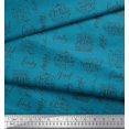 thumbnail image 2 of Soimoi Blue Moss Georgette Fabric Merry Christmas Text Decor Fabric Printed Yard 42 Inch Wide, 2 of 5
