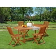 thumbnail image 2 of Pemberly Row Traditional 5-piece Wood Patio Furniture Set in Natural Oil, 2 of 6