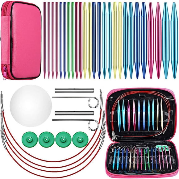 CUITING 26 Pieces Aluminum Interchangeable Knitting Needle Set 13 Size