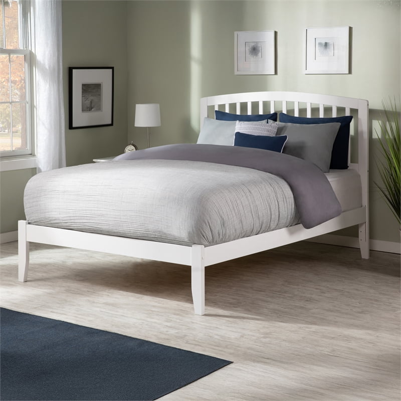 Lit Plateforme Complet en Bois Massif Richmond, Blanc