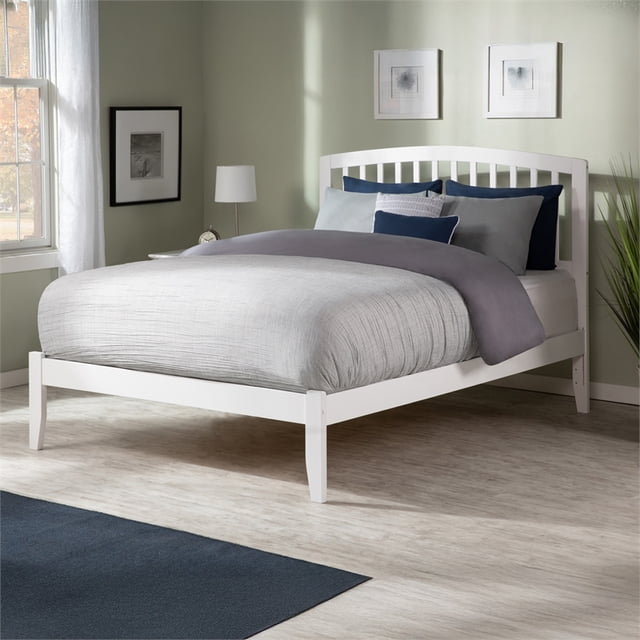Lit Plateforme Complet en Bois Massif Richmond, Blanc