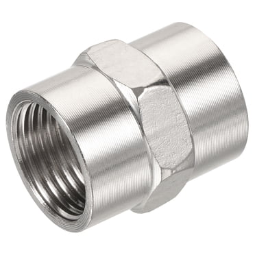 Unique Bargains G1/2 Female to Female Thread Hex Stainless Steel Pipe Fitting Connector