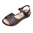 thumbnail image 1 of Flat Sandals for Women, Double Buckle Design with Ankle Round Buckle and Knotted Front Detail, PVC Upper, Open Toe, Breathable Beach Wear for Spring Summer, 1 of 4