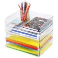 thumbnail image 1 of Acrylic Desk Organizer, Clear Letter Tray Desk Organizer, Stackable Document Organizer for Desktop, A4 Paper, Magazine, File Documents, Receipts, Set of 4, 12.6*9.4*10.2 Inch, 1 of 6