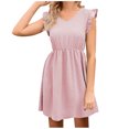 thumbnail image 2 of Gspmoly Robes pour Femmes, Robe Décontractée de Vacances à Col en V avec Ceinture à Oreilles en Bois pour Femmes, Robes de Cocktail pour Femmes Offres du Jour, 2 of 5