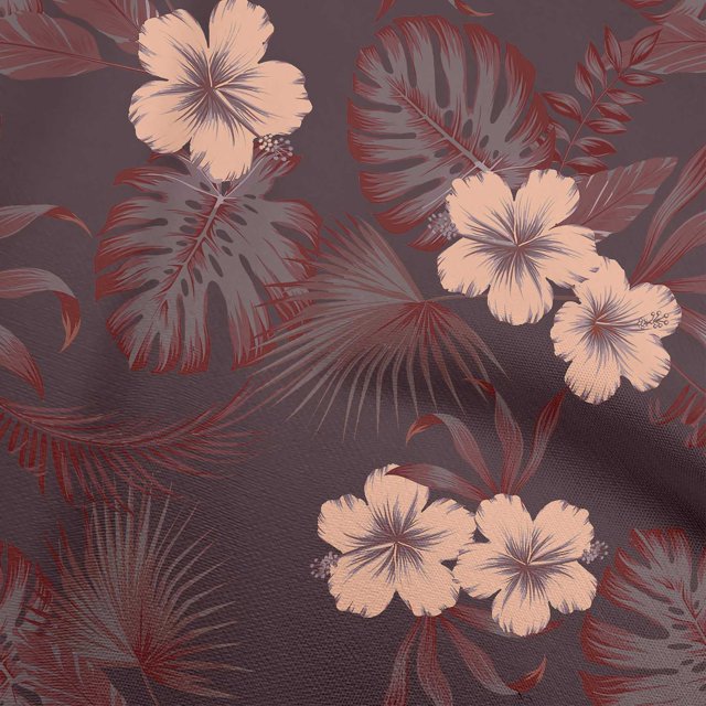 oneOone Rayon Maroon Fabric Tropical Flower Craft Projects Decor Fabric Printed By The Yard 56 Inch Wide