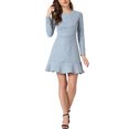 thumbnail image 2 of INSPIRE CHIC Robe Élégante à Volants pour Femme en Faux Suède à Col Rond à Manches Longues P Gris Bleu, 2 of 6