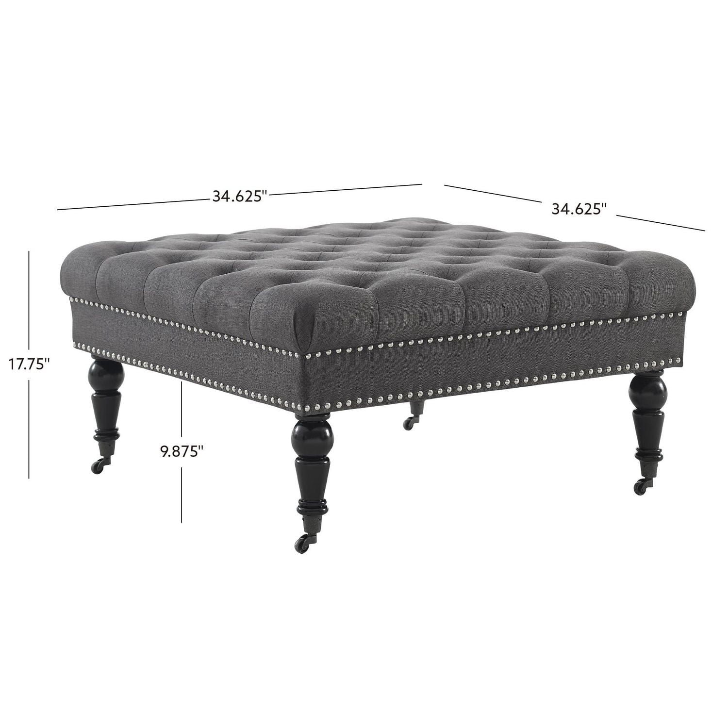 Pouf tufté carré Aubrey charcoal