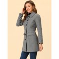 thumbnail image 3 of INSPIRE CHIC Women's Peter Pan Collar Single Breasted Mid Length Overcoat Grey M, 3 of 6