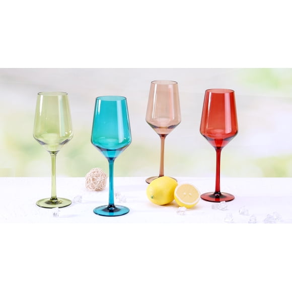 Hometrends Tinted Acrylic Wine Glass 386mL 4pc, multi-colored