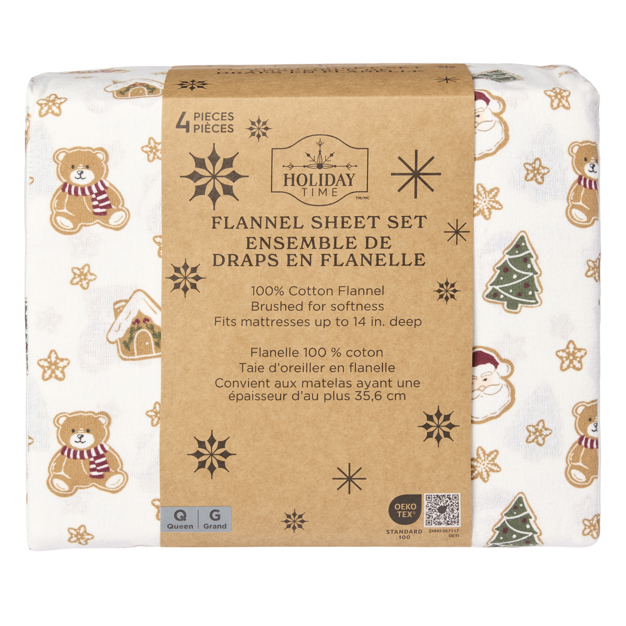 Holiday Time Twin Flannel Sheet Set