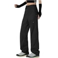 thumbnail image 1 of Ohufall Pantalon Cargo pour Femmes Pantalon à Jambe Grand Ample Extensible Pantalon Mode Urbaine Taille Haute Décontracté Imperméable Pantalon de Randonnée Extérieur avec Poches Pantalon pour Femmes, 1 of 4