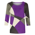 thumbnail image 4 of HKEJIAOI T-Shirts à Manches 3/4 pour Femmes Col Rond Imprimé Floral Manches Trois-Quarts Femme m, 4 of 6