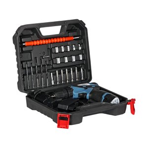 12v Powerful Cordless Drill Machine | 1350 Rpm | 18 Torque | 10mm - 1.50 Kw, 2 Speed Gear | 2x Batteries, Fast Charger | Keyless Chuck | 24pcs Bits & Sockets, Carrying Case, Screwdriver