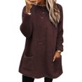 thumbnail image 1 of LUXUR Women Fuzzy Fleece T Shirt Loose Work Tops Brown S, 1 of 2