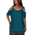 thumbnail image 2 of Meichang Hauts à Épaules Dénudées pour Femmes Chemises Basiques Manches Courtes Encolure Dégagée T-Shirts à Anneau en O à l'Épaule T-Shirts Unis Amples Décontractés d'Été, 2 of 6
