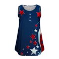 thumbnail image 3 of KIHOUT Plus Size Women's 4th of July Tank Top V Neck Button Sleeveless Front Ruffled Print Tunic Tops Navy 3XL, 3 of 4
