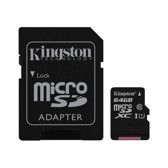Kingston Canvas Select - Flash memory card (microSDXC to SD adapter included) - 64 GB - UHS-I U1 / Class10 - microSDXC UHS-I